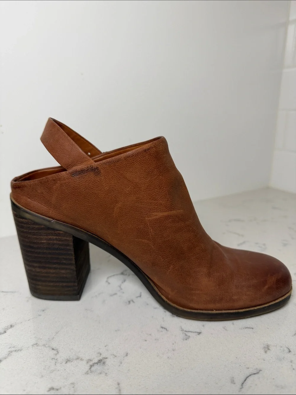 Lucky Brand Brown Leather Slingback Booties